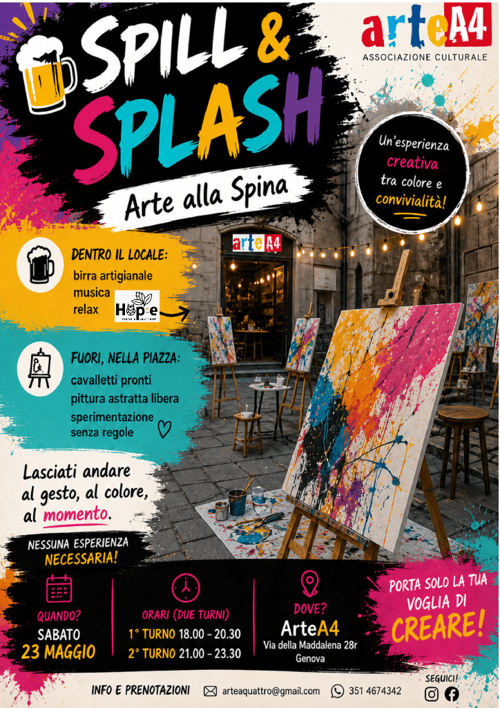 2026-05-23 dalle 21.00-23.30 - SECONDO TURNO - Birra Splash- arte alla spina evento all'aperto