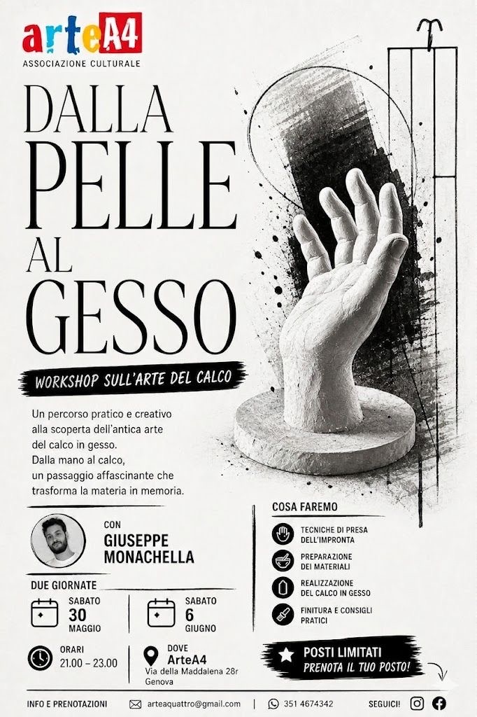 2026-05-30 dalle 21:00 - 23.30 Dalla Pelle al gesso. 2 incontri  30/5 e 06/06